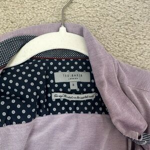 Ted Baker London Lavender Polka Dot Lined Button-Down Shirt M